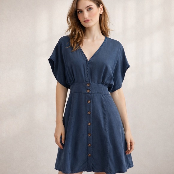 Quince Dresses & Skirts - Quince Navy Blue Button-Down Dress
